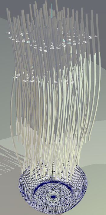 Simulating a bowl of falling pasta